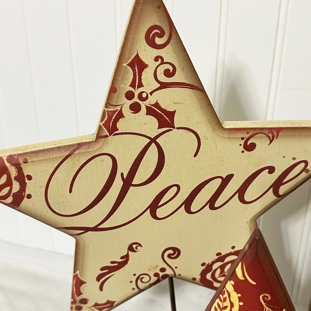 Hobby Lobby Heartland Holiday Wood‎ Stars Christmas Decor Set OS Multicolor EX
